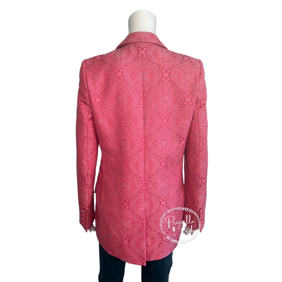 Stella McCartney Bright Pink Floral Paisley Jacquard Long Line Blazer Jacket - Picture 11 of 17
